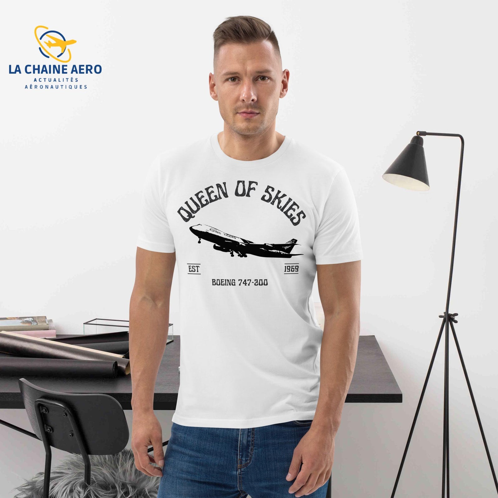 T-Shirt biologique « Queen of the Skies » – Boeing 747-200